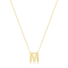 (M) Stylish 9ct Carat Yellow Gold Ladies Letter / Initial Pendant and Chain - 41.9cm