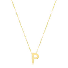 (P) Stylish 9ct Carat Yellow Gold Ladies Letter / Initial Pendant and Chain - 41.9cm