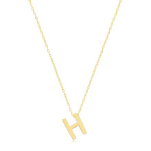 (H) Stylish 9ct Carat Yellow Gold Ladies Letter / Initial Pendant and Chain - 41.9cm