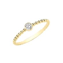 (J) Stylish 9ct Carat Yellow Gold Ladies Bobble Ring with Cubic Zirconia/CZ