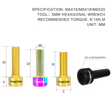 (Black, M6x16) 4PCS Titanium M6x16/18/20mm MTB Bicycle Brake Caliper Fixing Bolts Screws