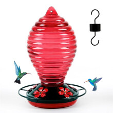 Glass Feeder, Red Feeders for Outdoors Hanging, 29 Ounces, Cute Spiral Shape Bottle
