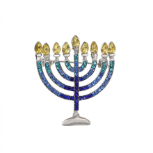Glitterende kristallen Joodse menora speld strass kandelaar broche Pim Vintage farao farao standaard kraag P