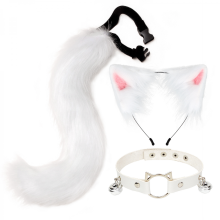 Oren en staart set, kattenoren en -staart, nepbont cosplay carnavalskostuum