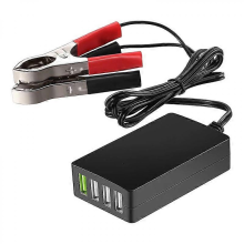 Tragbares Gleichstromladegerät mit Batterieclip, 12V/24V auf 5V 4-Port USB-Ladegerät, Multiport-Adapter für andere Smartphones und Tab
