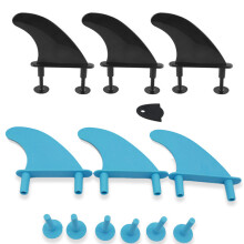 (Cyan) TPU Rudder Softboard Fin Set for Surfboards - Plastic, Durable, Easy to Install