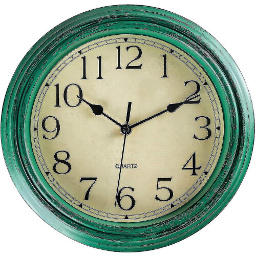(green) Relógio de Parede Quartzo 12 Polegadas (30 cm) Estilo Vintage para Sala de Estar, Quarto, Escritório