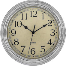 (silver) Relógio de Parede Quartzo 12 Polegadas (30 cm) Estilo Vintage para Sala de Estar, Quarto, Escritório