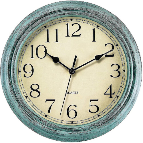 (Blue) Relógio de Parede Quartzo 12 Polegadas (30 cm) Estilo Vintage para Sala de Estar, Quarto, Escritório