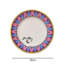 (Dessert Plate 20cm) Bule de Porcelana Pintado à Mão Tema A Bela e a Fera para Decoração