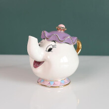 (Beauty And The Beast Pot) Bule de Porcelana Pintado à Mão Tema A Bela e a Fera para Decoração