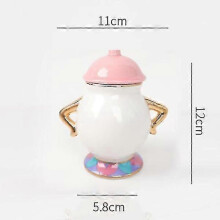 (White Sugar Bowl) Bule de Porcelana Pintado à Mão Tema A Bela e a Fera para Decoração