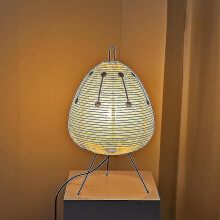 (Print Lamp, UK Plug) Japanese Tripod Floor Lamp with Handmade Rice Paper Shade, E27 Fitting Includes LED Bulb, Bedside or Living Room