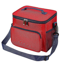(red) Izolowany lunch bag 10L EVA wolny od BPA, utrzymuje temperaturę jedzenia 4h, regulowany pasek do biura i szkoły