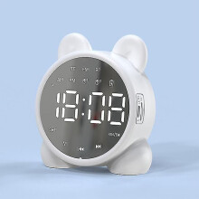 (White) Detský budík s dotykovým zrkadlovým senzorom Bluetooth a digitálnym displejom do detskej izby