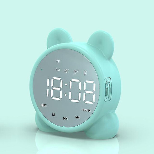 (Green) Despertador Espelho Bluetooth para Crianças com Sensor de Toque e Display Digital
