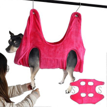(Pink, M) Pet Grooming Hammock Sizes S M L, Double-Sided Flannel, for Trimming Nails and Fur Care