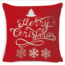 (A) Kerstkussenhoes 45x45cm van linnen-katoenmix met ritssluiting