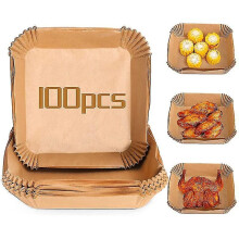 (100PCS, 16CM) Jednorazové papierové vložky do fritéz kompatibilné s Ninja, Tower, Philips - okrúhly tvar misky, nepriľnavé (balenie 100 ks)