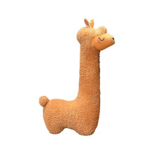 (Brown, 75cm) Alpaca kussen, lang, 75 cm x 100 cm, pluche, knuffelkussen met neksteun, wit/bruin