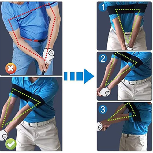 (Blue) Golf Swing Hand Motion Corrector - Posture Correction Strap for Improved Swing Assisture
