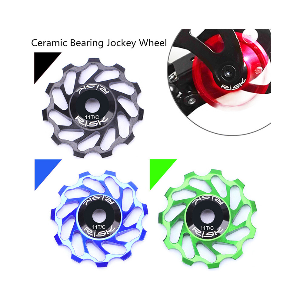 (Green) Cycling Ceramics 11T Ceramic Pulley For Rear Derailleur Guide Green 413590951339