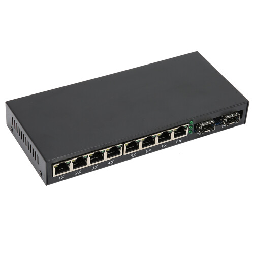 8 Port Ethernet Switch Glasfaser Konverter
