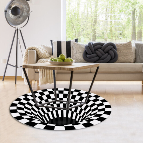 Schwarz Weißer Gitterteppich 3D