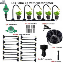 (DIY 20m with timer) Pulverizador de Jardim de Latão 20 cm com Gatilho para Água Atomizada Universal DIY