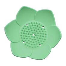 (Green) Jabonera de silicona de 12,5 cm con orificios de drenaje, plato con forma de flor para lavabo de baño y encimera de cocina.
