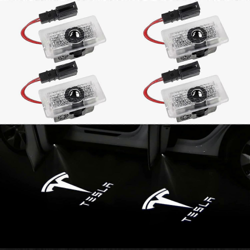 Compatible with Tesla Model 3 Model Y Model S Model X Car Door Logo Projector Light, 4 Pcs/pack