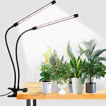 LED-vækstlampe, fuldspektret plantelampe til indendørs planter, hvide og røde LED'er, automatisk tænd/sluk