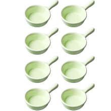 (Green) Prato de Molho Redondo Pequeno de Porcelana, 8 Peças com Aplicador, Empilhável para Forno e Micro-ondas
