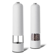 (white, 1pc) Molinillo eléctrico de pimienta con grosor ajustable y núcleo cerámico, funciona con pilas, ideal para sal y especias.