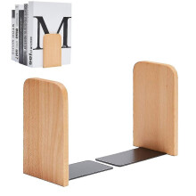 (Beech square head) Peso para Livros 2 Peças em Madeira de Faia e Nogueira, Design Quadrado ou Redondo, Cor Castanho Escuro ou Claro