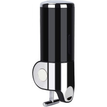 (Black) Dispenser di sapone a parete da 500 ml, installazione senza foratura, in acciaio inossidabile e materiale ABS.