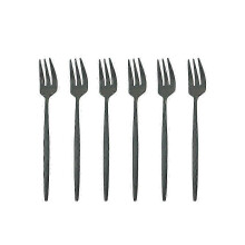 (black) Garfo para Bolo Aço Inoxidável 13.5 cm (6 Unidades) para Casa e Festas