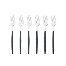 (black,silver) Garfo para Bolo Aço Inoxidável 13.5 cm (6 Unidades) para Casa e Festas