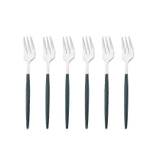 (green,silver) Garfo para Bolo Aço Inoxidável 13.5 cm (6 Unidades) para Casa e Festas