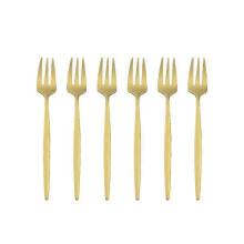 (gold) Garfo para Bolo Aço Inoxidável 13.5 cm (6 Unidades) para Casa e Festas