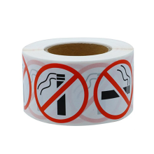 No Smoking 25mm Warning Alert Stop Smoke No Cigarette Logo Window Door Sticker Labels (500 Labels Per Roll / 1 Roll)