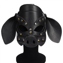 Grisemaske Lær Justerbar En størrelse Svart Til Halloween Fest Cosplay Maskemaske