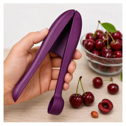 Enger Cherry Pitter 2-Pack Manual Cherry Seed Remover Purple Durable Plastic Fruit Corer 1