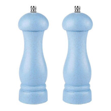 (Light Sea Blue) Molinillo de sal y pimienta, de roble con mecanismo de molienda de cerámica, grosor ajustable.