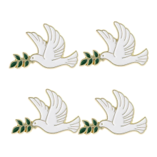Set de 4 broșe cu porumbelul păcii: broșe de rever vintage cu animale pentru femei, broșe elegante din metal cu pasăre, pentru haine