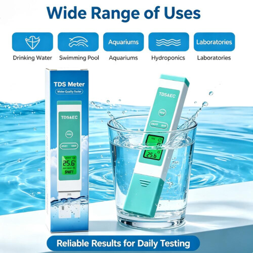 Ψηφιακός ελεγκτής ποιότητας νερού: 3 σε 1 TDS, EC & Temperature Tester, ιδανικό γι 2