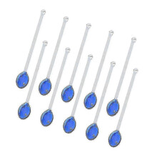 (Dark Blue) Sada 10 sklenených čajových lyžičiek, borosilikátové, tepelne odolné, na čaj, kávu a koktaily
