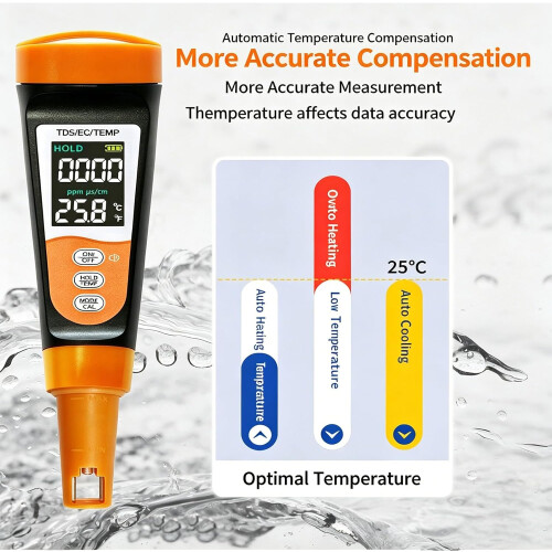 Όλα-σε-ένα TDS EC Tester ποιότητας νερού, υψηλής ακρίβειας ψηφιακό μετρητή 1