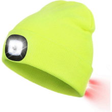 Kapota s LED svetlom vpredu a vzadu, USB nabíjateľné predné svetlo s 3 úrovňami jasu, Pletená čiapka so svetlom na behanie, kempovanie