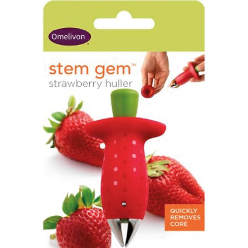 Omelivon Strawberry Huller Red/Green Finger Safe Easy Use Kitchen Tool 1
